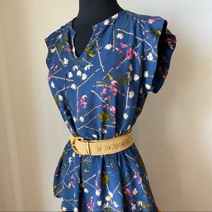 Pleione Floral High Work Blouse Chiffon Spring S